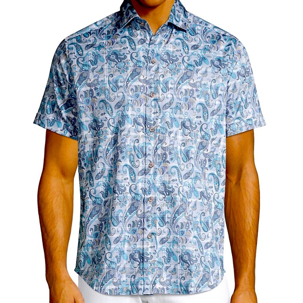 ROBERT GRAHAM ‘SHAW’ PLAID PAISLEY SHORT SLEEVE TAILORED FIT SHIRT - Picture 4 of 12